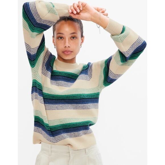 Gap Fair Isle Strip Cozy Ribbed Crewneck Sweater Women’s XS Cream Preppy Ski - Picture 1 of 8